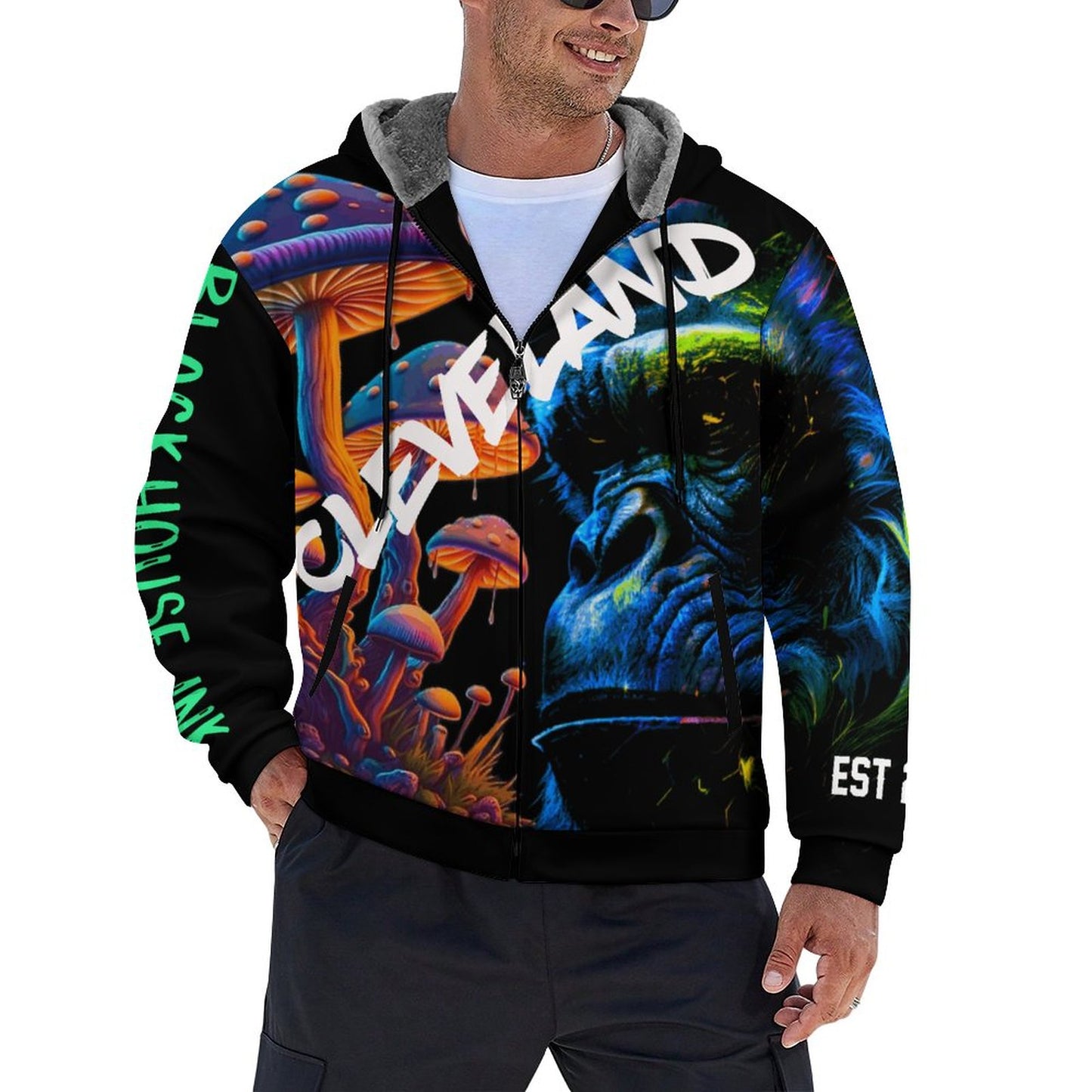 230gsm Full Zip up Hoodie with Plush Lining WZIP (All-Over Printing)